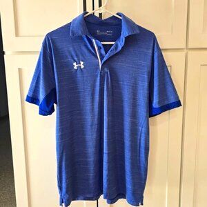 Men’s Under Armor Blue Heat Gear Polo Sz Medium M Golf Shirt
